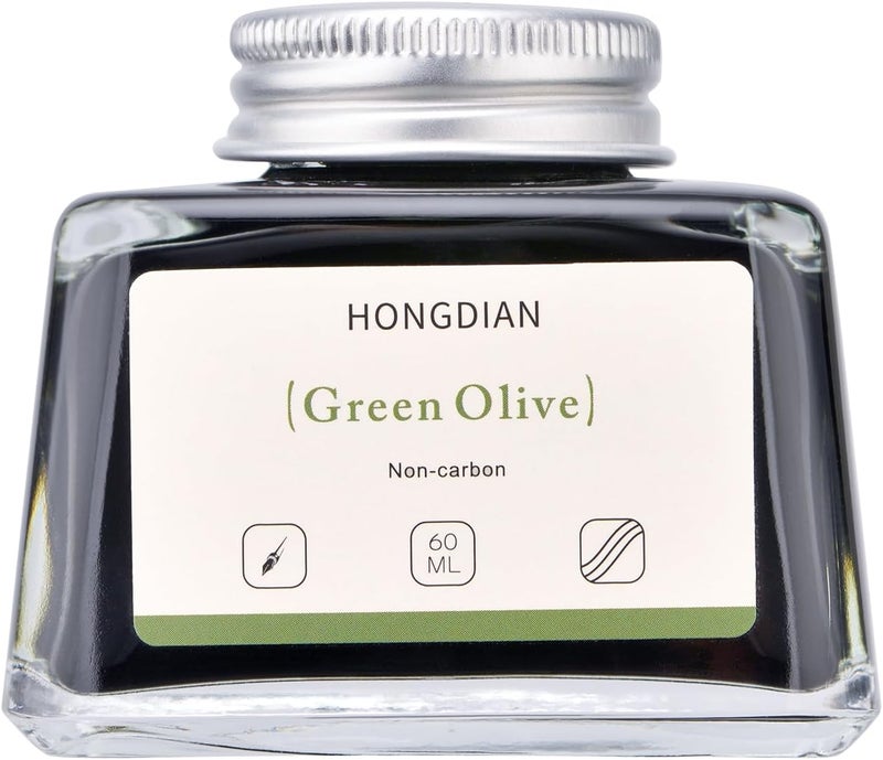 Asvine Hongdian Fountain Pen Bottled Ink Green Oliver Color, 60ml Non Carbon Inkwell Bottle, Artist Calligraphy Ink - Image 4